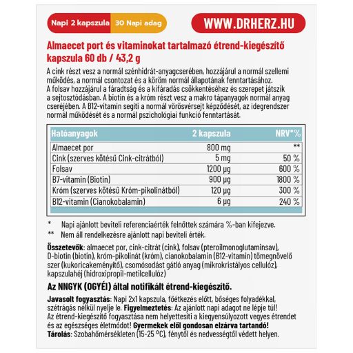 DR Herz Almaecet por + Biotin + Folsav kapszula 60 db