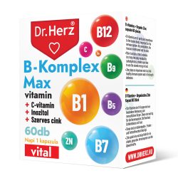   Dr Herz B-Komplex Max+C-vitamin+Inozitol+Szerves Cink kapszula 60 db DOBOZOS