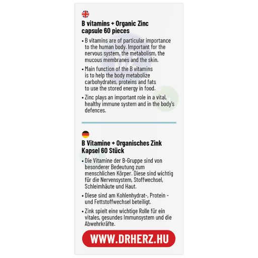 Dr Herz B-Komplex Max+C-vitamin+Inozitol+Szerves Cink kapszula 60 db