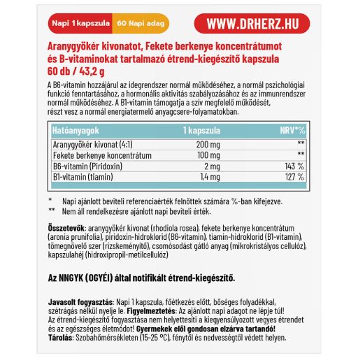 DR Herz Aranygyökér + B-vitamin 60 db